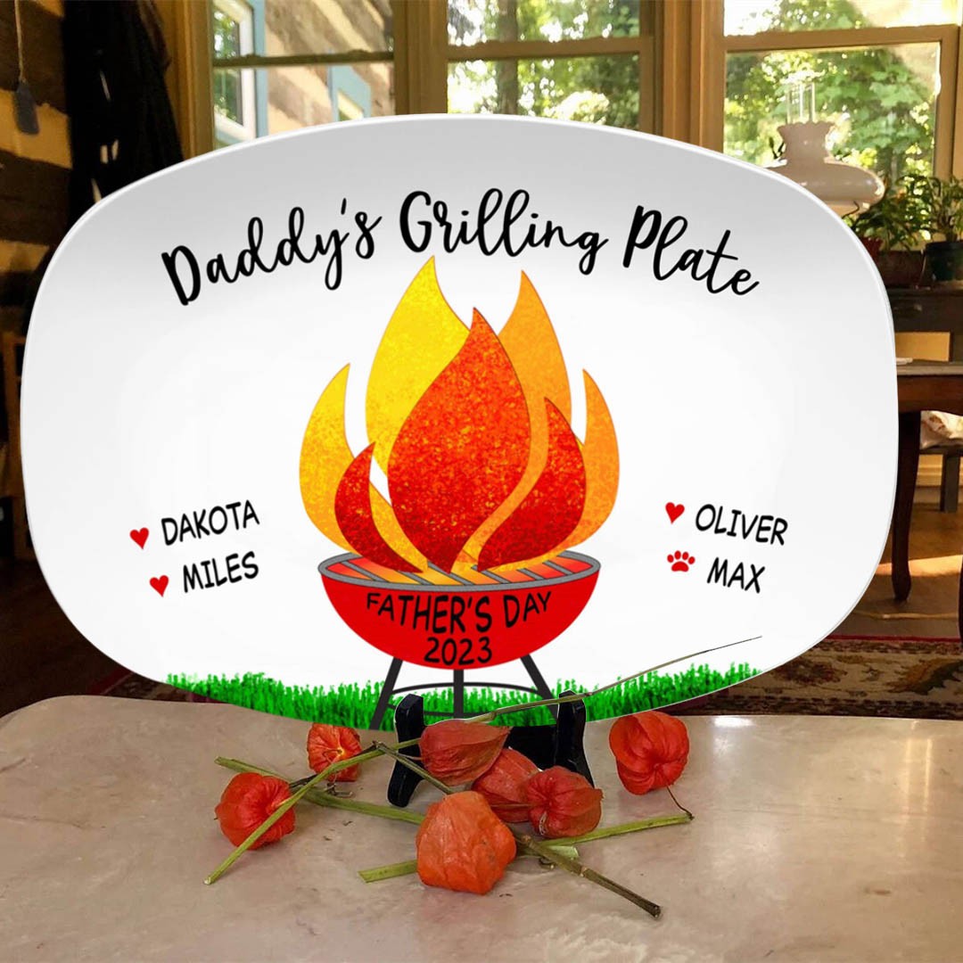 Personalized Daddy's Grilling Plate Grill Master Dad For Father's Day 