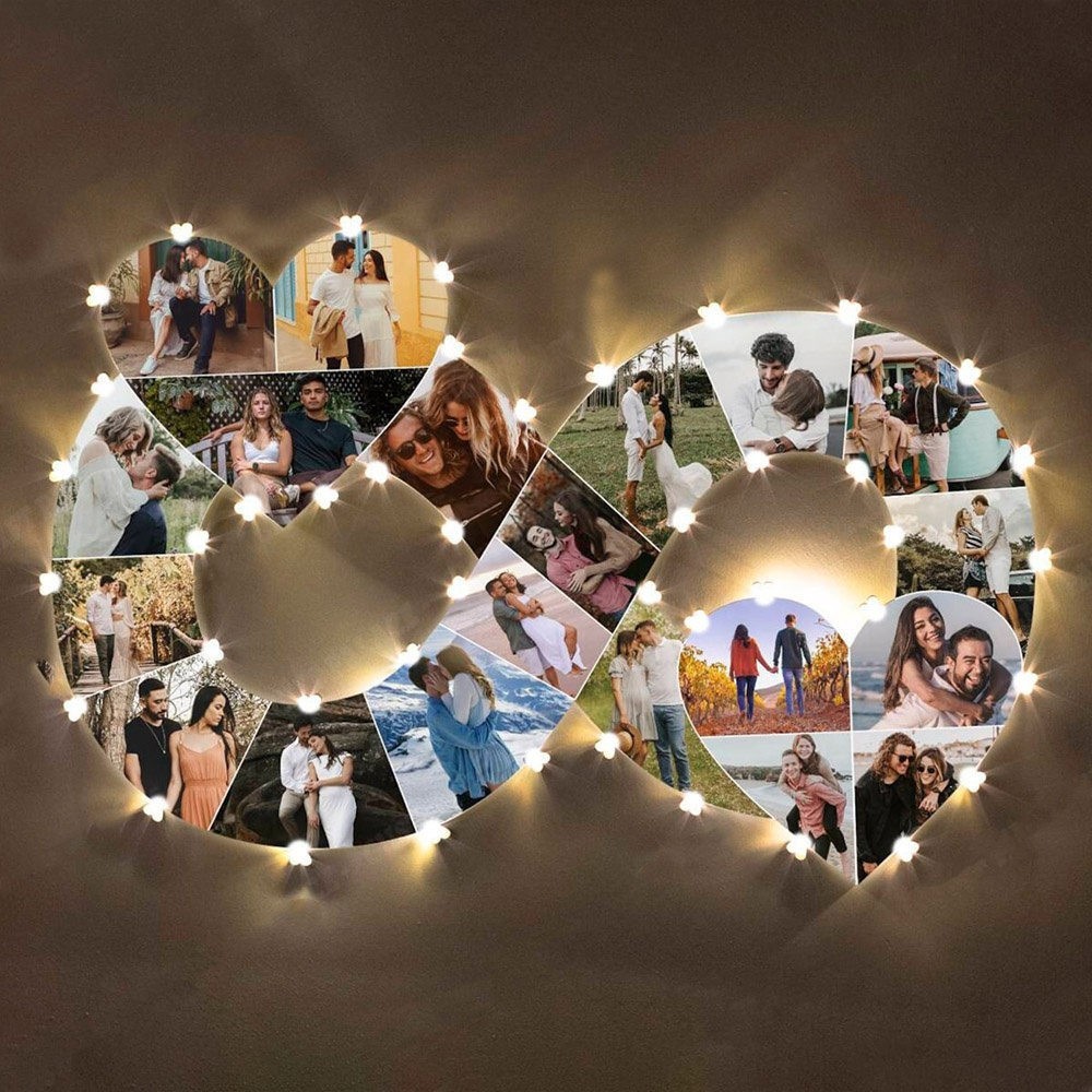 Personalized Wall Photo Collage Lamp for Couple Christmas Birthday Valentines Day Anniversary Gift