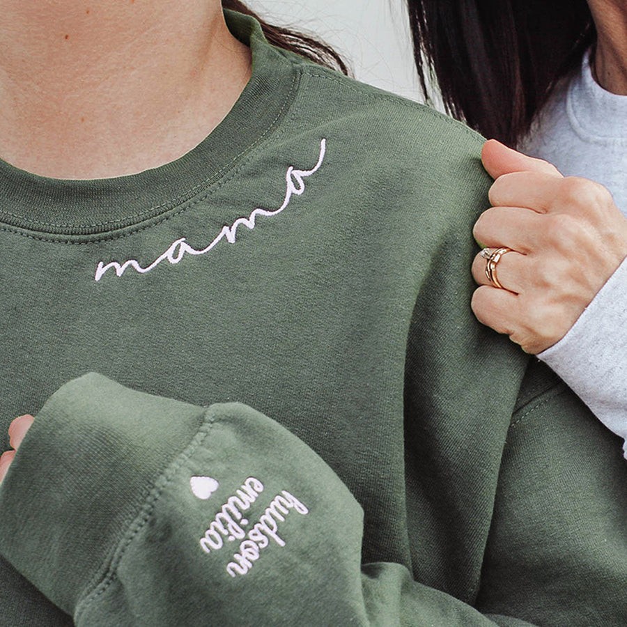50% OFF Custom Mama Embroidered Sweatshirt with Kids Names Christmas Gift For Mom New Mom