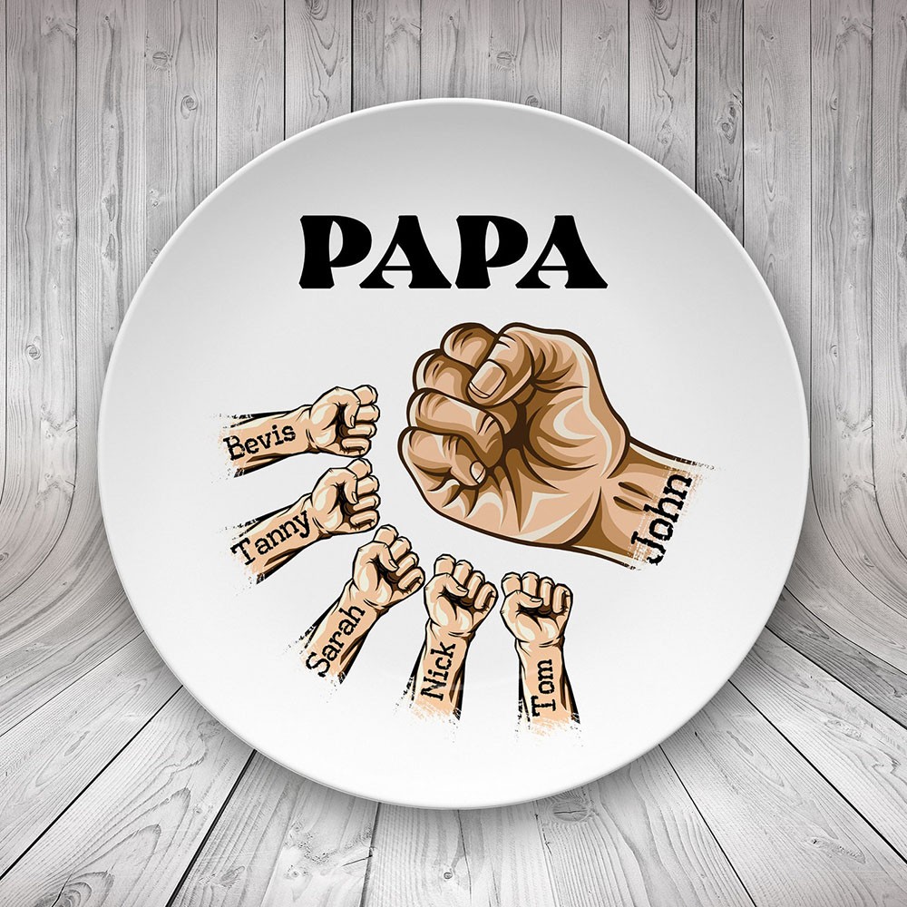 Personalized Fist Bump Platter Gift For Dad Grandpa 