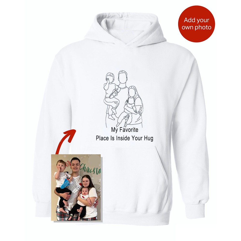 Personalized Embroidered Dad Portrait Hoodie Sweatshirt Gift For Father's Day