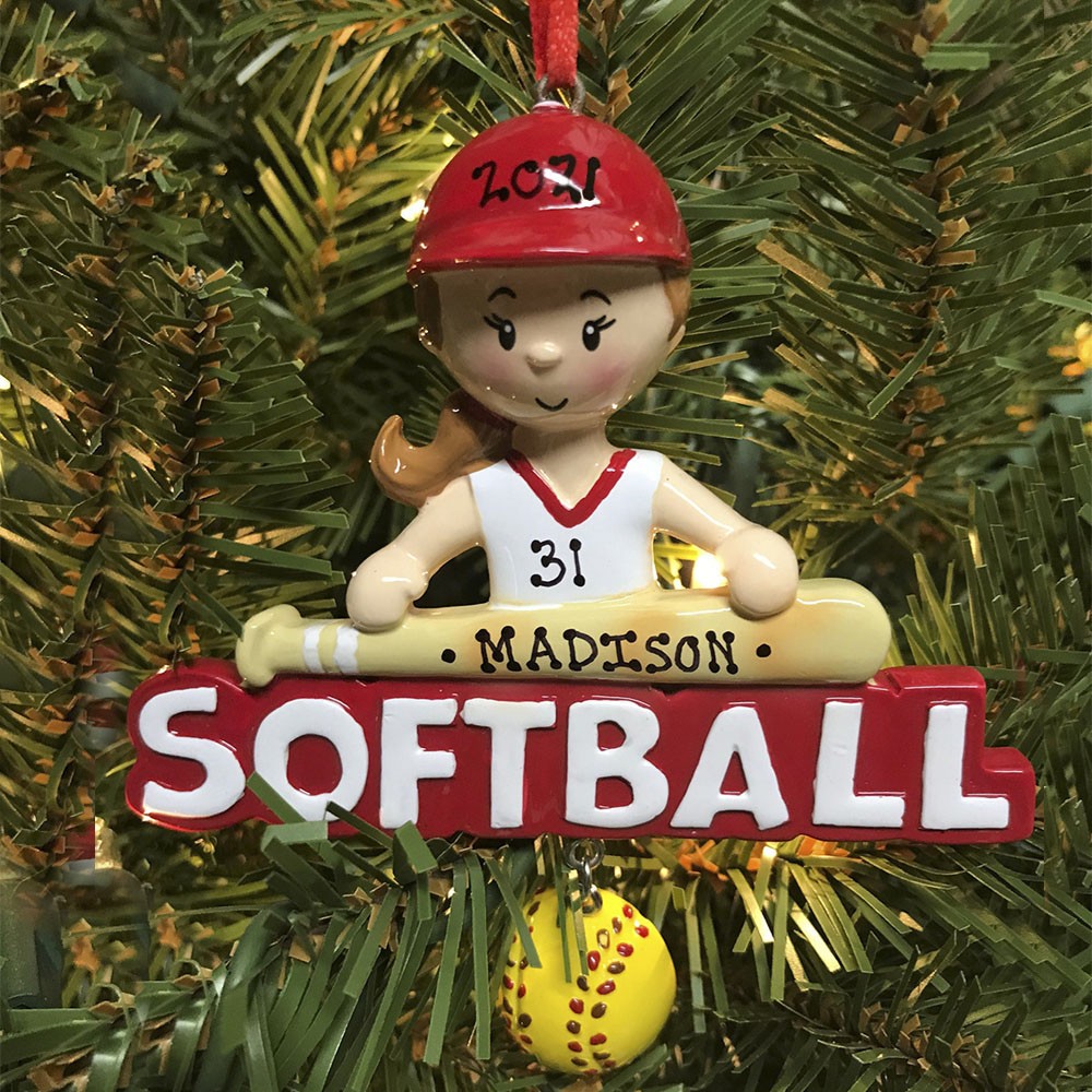 Personalized Softball Christmas Ornament Gift For Kids