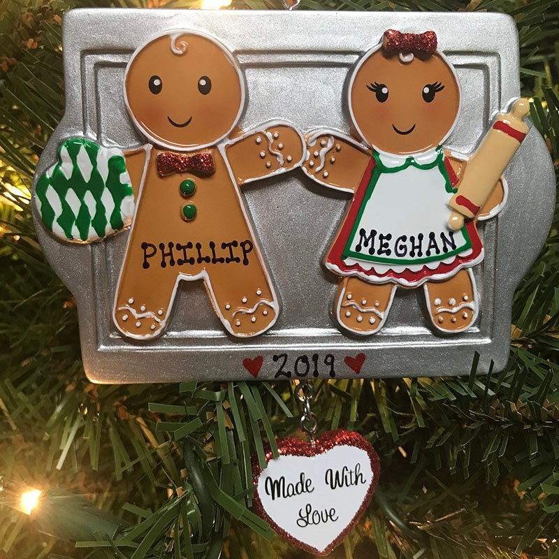 Personalized Gingerbread Couple Christmas Ornament