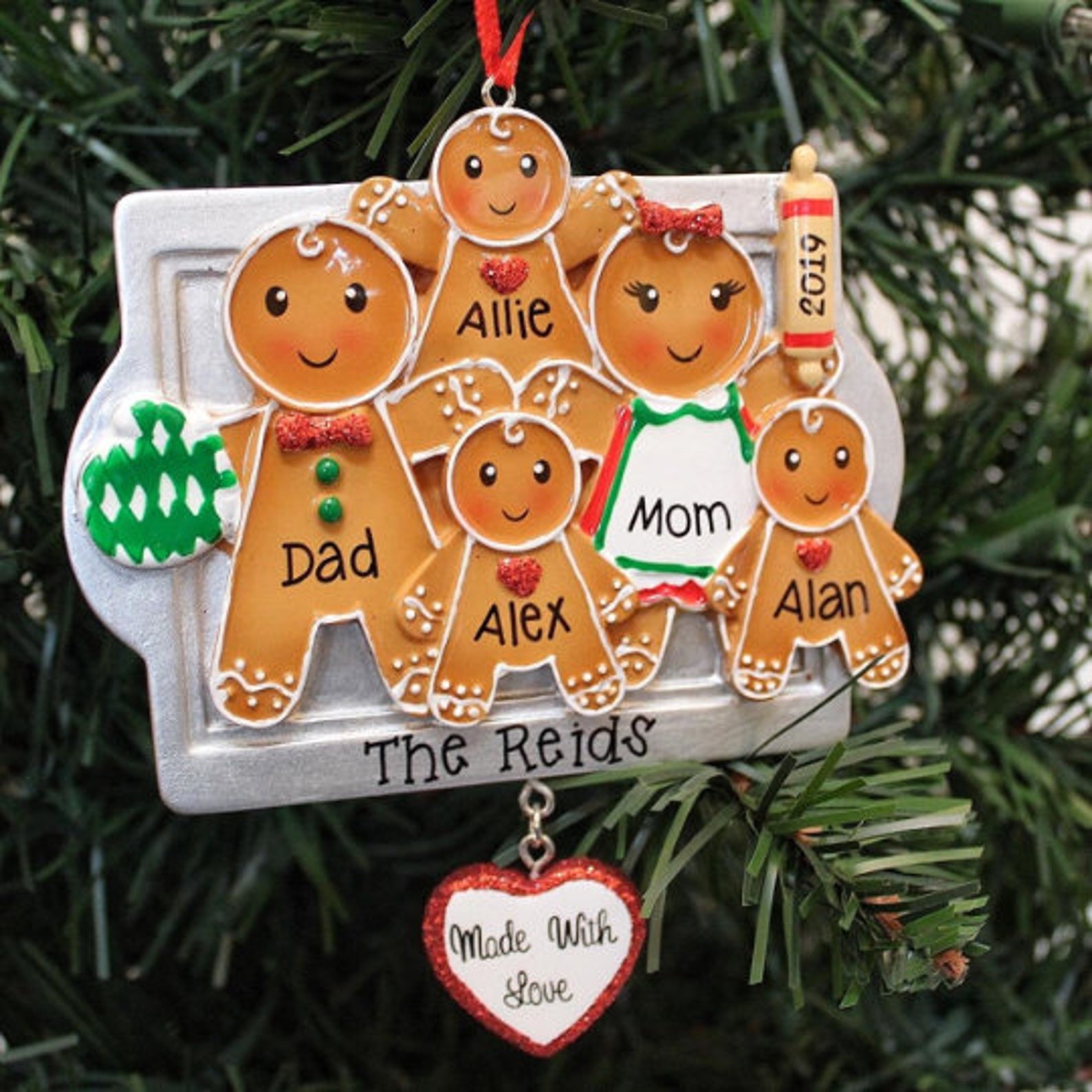 Details about   Personalized GINGERBREAD MADE WITH LOVE FAMILY of 2-3-4-5-6 Christmas Ornament 