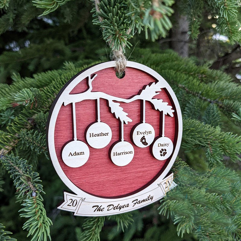 Personalized Christmas Ornament 2022 With 1-10 Family Names
