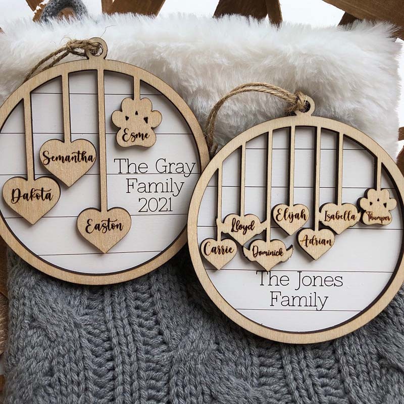 Personalized 2022 Family Christmas Ornament with 1-10 Family Names