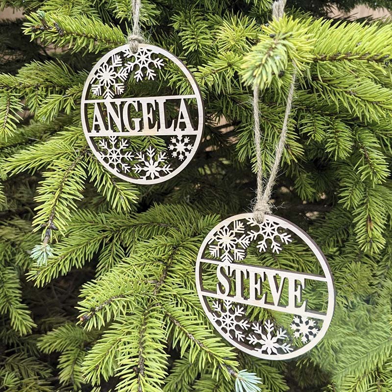 Personalized Christmas Snowflake Name Ornament Stocking Tag with Family Member Names