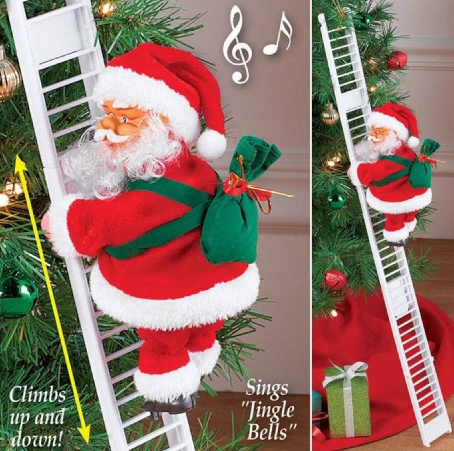 Climbing Ladder Electric Santa Claus Climbing Red Ladder Up Tree Doll Toy