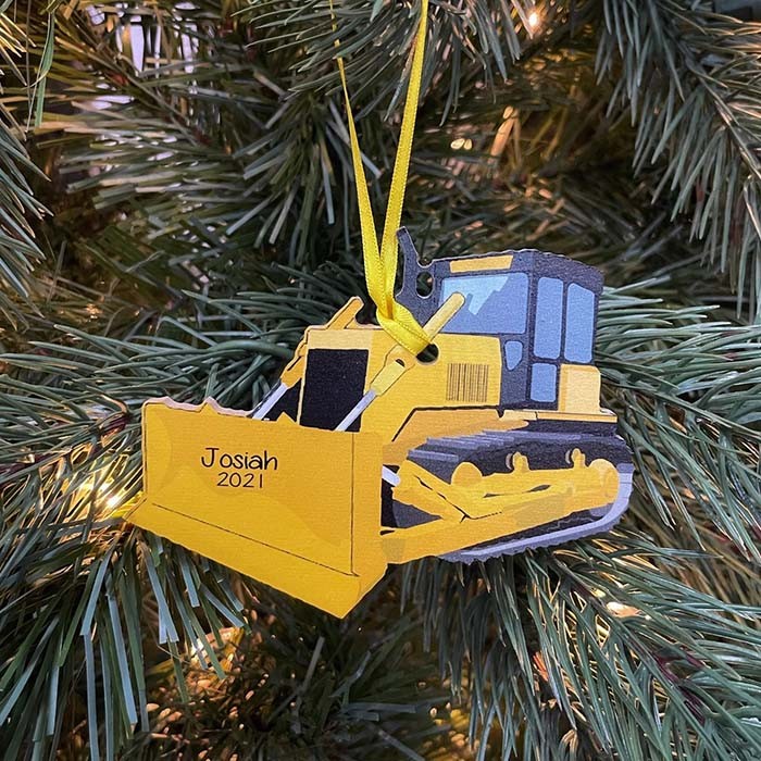 Personalized Bulldozer Christmas Ornament Crawle Gift For Kids, Husband