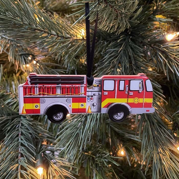 Personalized Firetruck Christmas Ornamen Gift For Kids, Husband