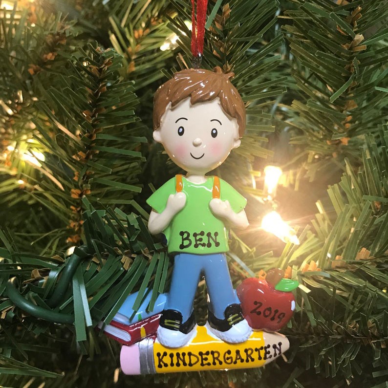 Personalized Little Boy First Day of School Ornament- Kindergarten- Preschool- PreK Gift For Kids