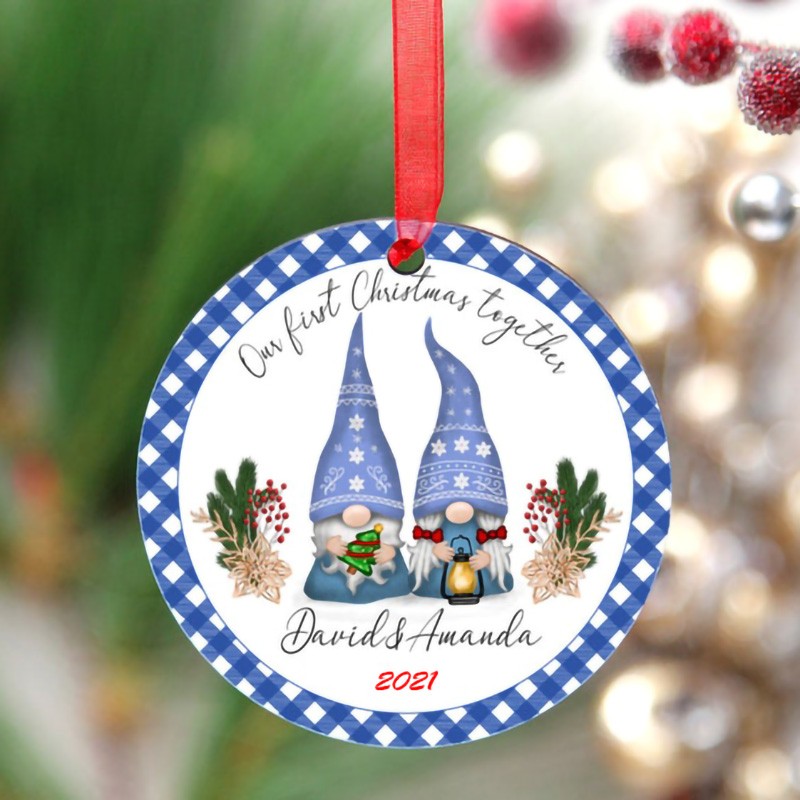 Personalized Gnomes Couple Christmas Ornament Gift For 1st Christmas Together