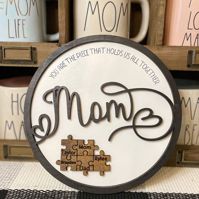Personalized Xmas Gift Mom You Are the Piece that Holds Us Together 1-20 Puzzle Pieces Name Sign 