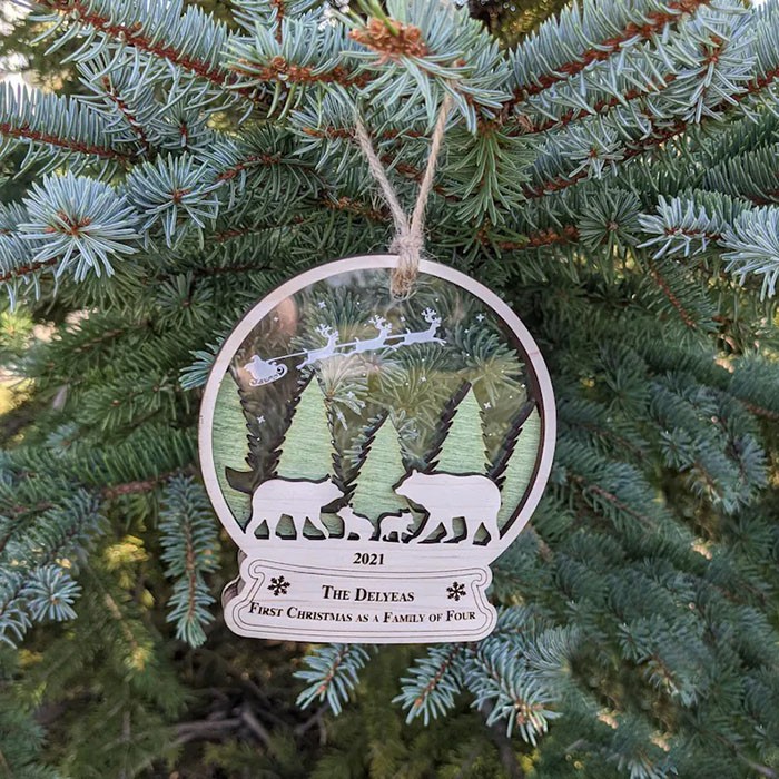 Personalized Christmas Acrylic Family Bears Ornament with Mama Bear and Baby Bear