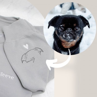 Personalized Heart On My Sleeve Embroidered Crewneck For Mother's Day Pet Lover Gift