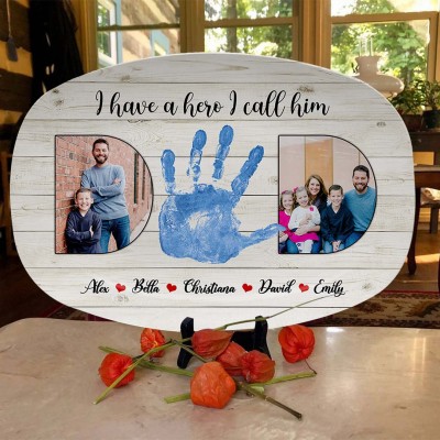 Personalized Father's Day Photo Platter with Names Gift For Dad Grandpa 