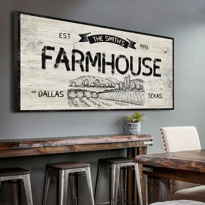 Personalized Canvas Print Farmhouse Sign Rustic Wall Decor Father's Day Gift