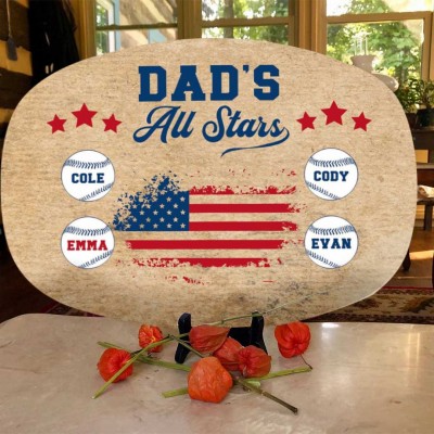 Personalized DAD'S All Stars Plate with Names Gift For Dad Grandpa 