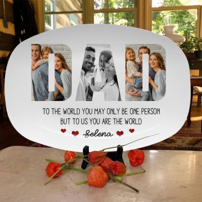 Personalized Father's Day Photo Platter with Names Gift For Dad Grandpa 