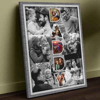 Father Art Custom Photo Collage Canvas Print Father's Day Gift