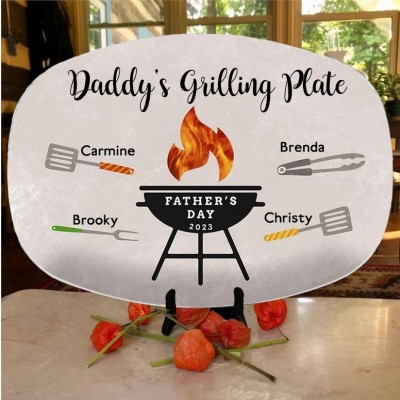 Personalized Father's Day Daddy's Grilling Platter Gift For Dad Grandpa