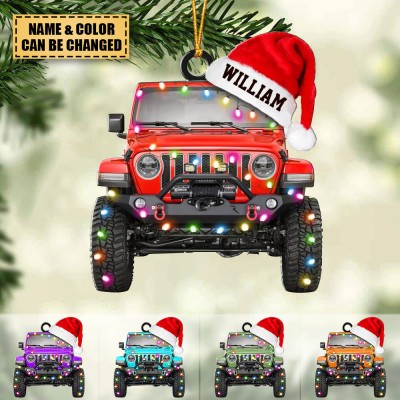 Personalized Jeep Christmas Hanging Ornament