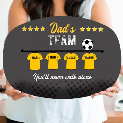 Personalized Dad's Team Soccer Platter with Names Gift For Dad Grandpa 