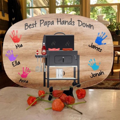 Personalized Best Papa Hands Down Plate Gift For Father's Day 