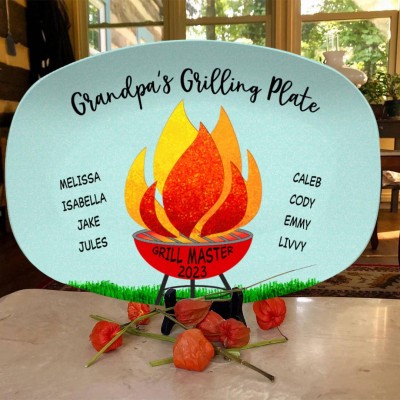 Personalized Grandpa Daddy's Grilling Plate Grill Master Dad For Father's Day 