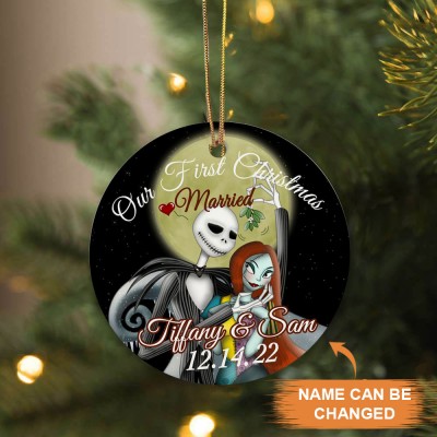 Personalized First Christmas Married or Engagement Ornament Nightmare Christmas Ornament