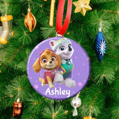 Personalized Paw Patrol Everest & Skye Christmas Ornament Gift For Kids