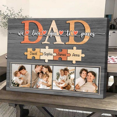 Personalized Gifts For Dad Puzzle Piece Canvas Father's Day Gifts From Kids