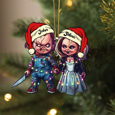 Personalized Horror Couple Christmas Ornament Chucky And Bride Tiffany