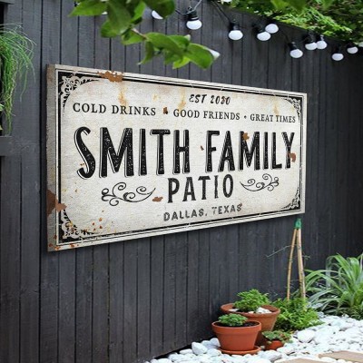 Personalized Canvas Print Patio Signs Wall Decor Father's Day Gift