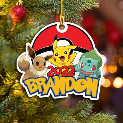 Christmas Pokemon Pikachu Ornament Personalized 2022