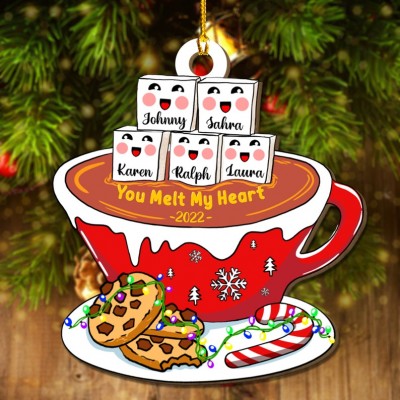 Personalized Christmas Hot Chocolate Ornament with Marshmallows