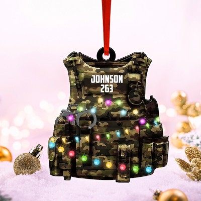 Police Army Vest Christmas Light Ornament