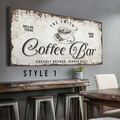 Personalized Canvas Print Coffee Bar Sign Wall Decor Father's Day Gift