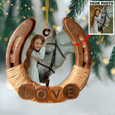 Personalized Photo Mica Ornament Gift For Horse Lover