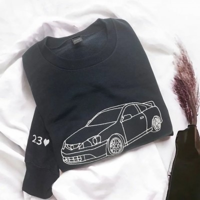 Personalized Car Embroidered Outline Hoodie Sweatshirt Birthday Christmas Gift For Any Car Lovers