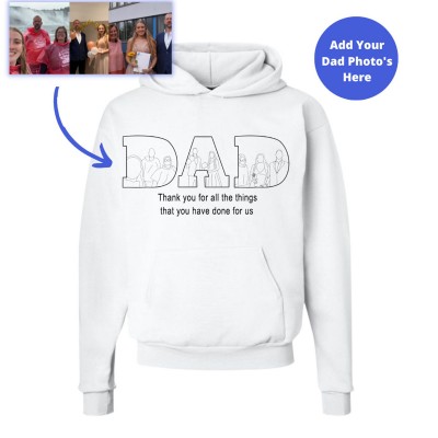 Personalized Embroidered Dad Portrait Hoodie Sweatshirt Gift For Father's Day