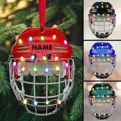 Personalized Ice Hockey Helmet Christmas Ornament Gift For Hockey Lover