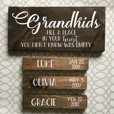 Grandkids Hanging Decor Wood Display Sign Mother's Day Gift