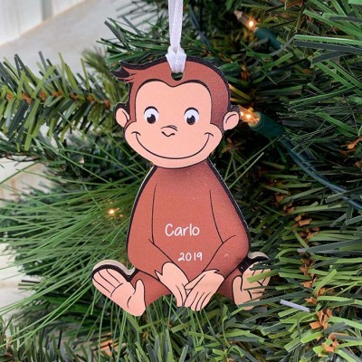 Personalized Curious George Christmas Ornament Gift For Kids