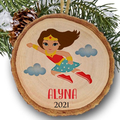Personalized Wonder Woman Christmas Superheroes Ornament Gift For Kids