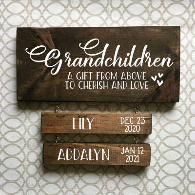 Grandkids Hanging Decor Wood Display Sign Mother's Day Gift