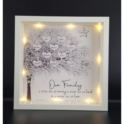 Personalized Light Up Family Tree Box Frame with 1-20 Names Christmas Gift For Grandma, Mom