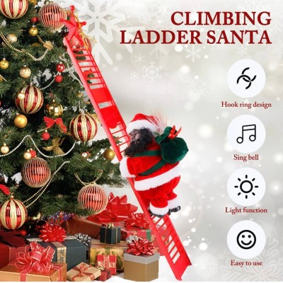 Black Santa Toys Climbing Ladder Electric Santa Claus Climbing Red Ladder Up Tree Doll Toy