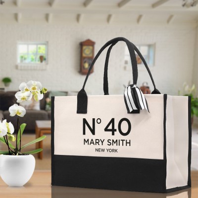 Birthday Celebration Personalized Gift Canvas Tote Bag with Name and State