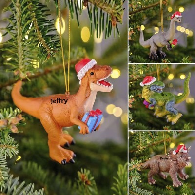 Personalized Christmas Dinosaur Ornament Kids T-REX Dino Ornament